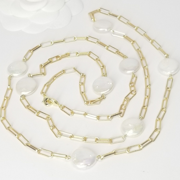 Natural Pearls Paper Clip Mask Holder Necklace NEW - Picture 6 of 10